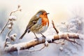 Watercolour of a robin redbreast