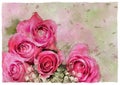 Watercolour Roses Template Card