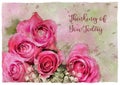 Watercolour Roses Thinking of You Greeting