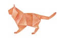 Watercolour sketch of orange folded Origami Tiger. Royalty Free Stock Photo