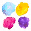 Watercolour Stains Isolated on Transparent Background. Vector Spots