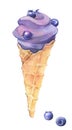 Watercolour sweet blueberry ice-cream