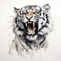 Watercolour Tiger Roar: Conceptual Street Art With Multilayered Realism
