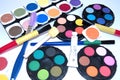 Watercolours on the table Royalty Free Stock Photo