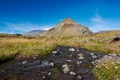 Watercourse coming from the Snaefellsjokull glacier near the village of Arnarstapi on a cool summer day