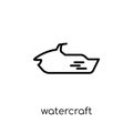 watercraft icon. Trendy modern flat linear vector watercraft icon on white background from thin line Nautical collection Royalty Free Stock Photo