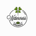 Watercress logo. Round linear logo of watercress