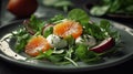 Watercress salad with cucumber, mozzarella and blood oranges