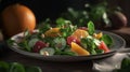 Watercress salad with cucumber, mozzarella and blood oranges