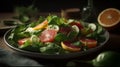 Watercress salad with cucumber, mozzarella and blood oranges