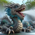 Waterdragon A dragon that breathes streams of water Royalty Free Stock Photo