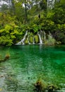 Waterfal lake pond forest grass trees