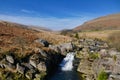 A small waterfall within a rugged mountain setting Royalty Free Stock Photo