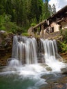 Waterfall and abandoned water mill Royalty Free Stock Photo