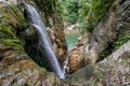 Waterfall on the Agura River in Sochi, Krasnodar Krai, Russia Royalty Free Stock Photo