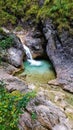 Waterfall in the Almbachklamm, gorge Royalty Free Stock Photo