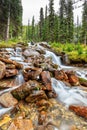 Waterfall Along East Opabin Trail at Lake O`Hara in Canadian Rockies