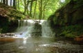 Waterfall in the rocky river Roddlesworth. Royalty Free Stock Photo