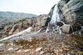 The waterfall along the Sky Pond hiking trail in Rocky Mountain National Park Royalty Free Stock Photo