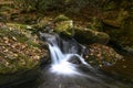 Waterfall along the stream in the Smoky Mountains in fall. Royalty Free Stock Photo