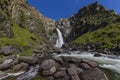 Waterfall in Altay mountains. Beautiful nature landscape