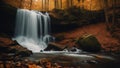 waterfall in autumn Beautiful waterfall in the autumn forest