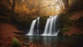 waterfall in autumn ethereal fantasy concept art of masterpiece, photo of Beautiful waterfall