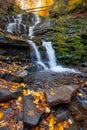 waterfall in the autumn forest Royalty Free Stock Photo