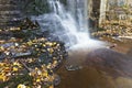 Waterfall with autumn leaves Royalty Free Stock Photo