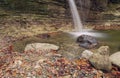 Waterfall. Autumn. Leaves. Forest. Water. Stone Royalty Free Stock Photo