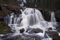 Waterfall in the forest. 50 meter high. Ramhultafallet Seden.