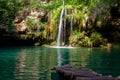 Waterfall and a beautiful lagoon lake for relaxing in the summer