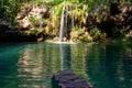 Waterfall and a beautiful lagoon lake for relaxing in the summer