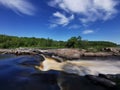 Waterfall Blue sky clouds streaming water Royalty Free Stock Photo