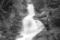 Waterfall blurred motion. Black and white photo Royalty Free Stock Photo