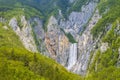 Waterfall Boka near Soca river in Slovenia Royalty Free Stock Photo