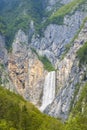 Waterfall Boka near Soca river in Slovenia Royalty Free Stock Photo