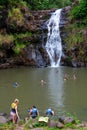 Waterfall in the botanical garden of Waimea Valley, Oahu, Hawaii