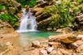 Waterfall in ravine Chudo-Krasotka, Sochi, Russia Royalty Free Stock Photo