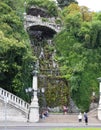 Waterfall in Budapest from the rock at the exit from the bridge