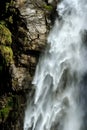 Waterfall cascade, natural water background. Beautiful detailed texture of flowing water and wet stone