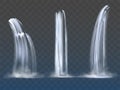 Waterfall cascade realistic water fall streams set Royalty Free Stock Photo