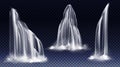 Waterfall cascade realistic water fall streams set Royalty Free Stock Photo