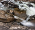 Waterfall cascades,over jagged rocks and boulders at Maak Ngaew falls,near Pakse,Southern Laos. Laos, Maak Ngaew Waterfall,