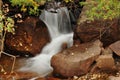 Waterfall cascading down rocks in Rocky Mountains