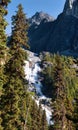 Waterfall cascading down a rocky mountain cliff in Canadian Nature Landscape.
