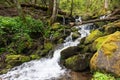 Waterfall cascading over the rocks near Wild Cherry Branch in the Great Smoky Mountains NP Royalty Free Stock Photo