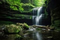 waterfall cascading over rocks in verdant forest landscape Royalty Free Stock Photo