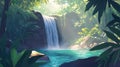 waterfall cascading into a tranquil jungle pond Royalty Free Stock Photo