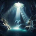 Waterfall in a cave Royalty Free Stock Photo